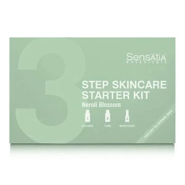 Sensatia Botanicals مجموعة العناية بالبشرة من سنساتيا بوتانيكالز بزهر النيرولي، ثلاث خطوات
