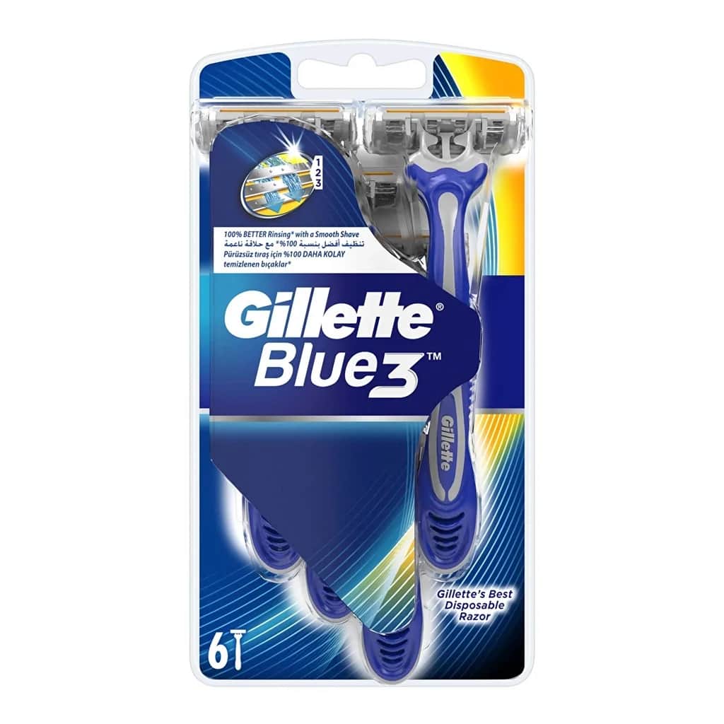 Gillette ماكينة حلاقة جيليت بلو 3 للاستخدام مرة واحدة عبوة من 6 قطع