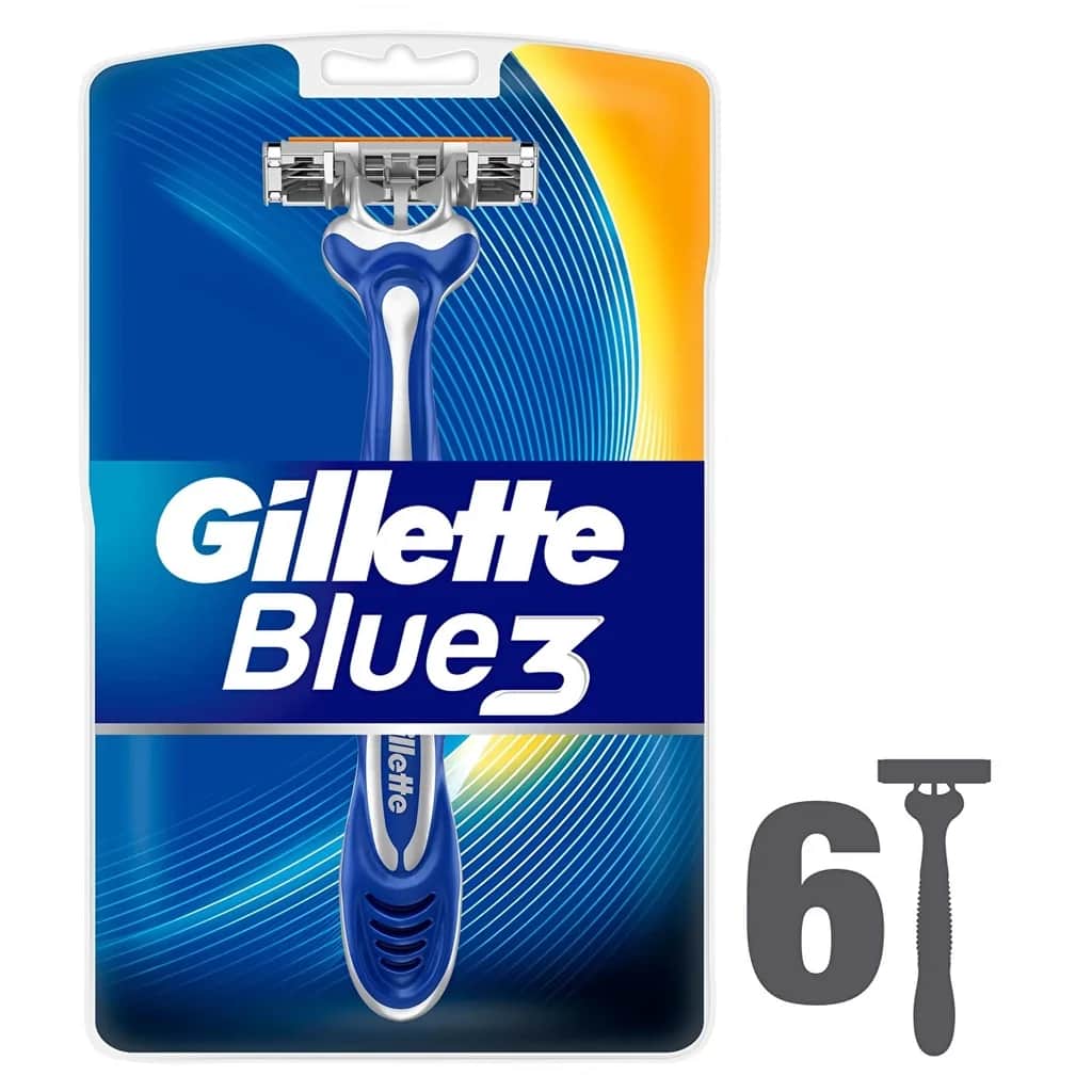 Gillette ماكينة حلاقة جيليت بلو 3 للاستخدام مرة واحدة عبوة من 6 قطع