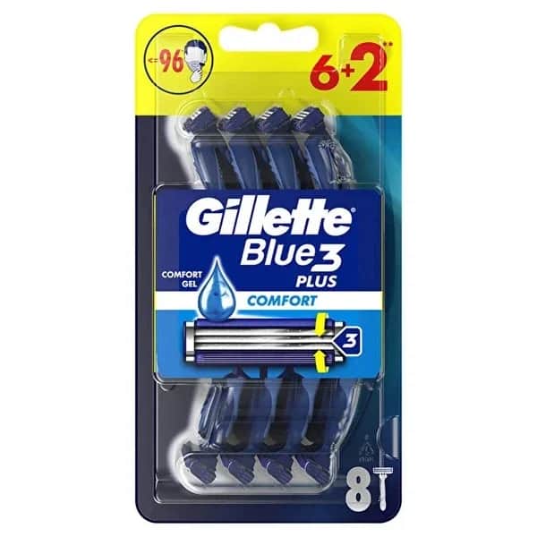 Gillette ماكينة حلاقة جيليت بلو 3 كومفورت للاستخدام مرة واحدة، 8 قطع