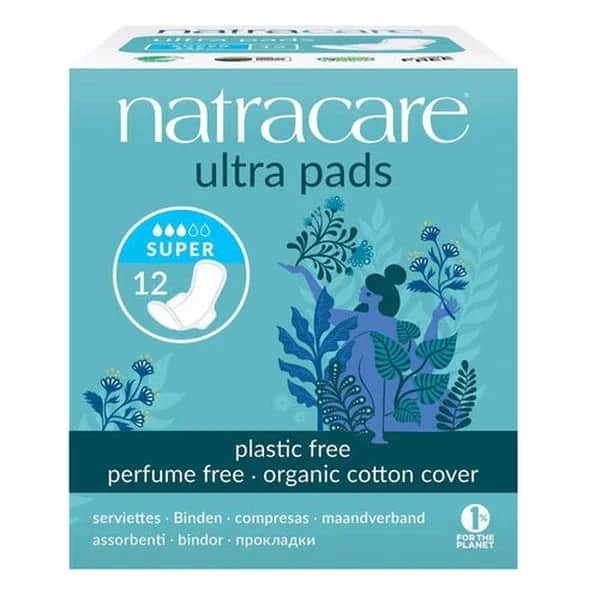 Natracare فوط ناتراكير القطنية العضوية الفائقة ١٢ قطعة