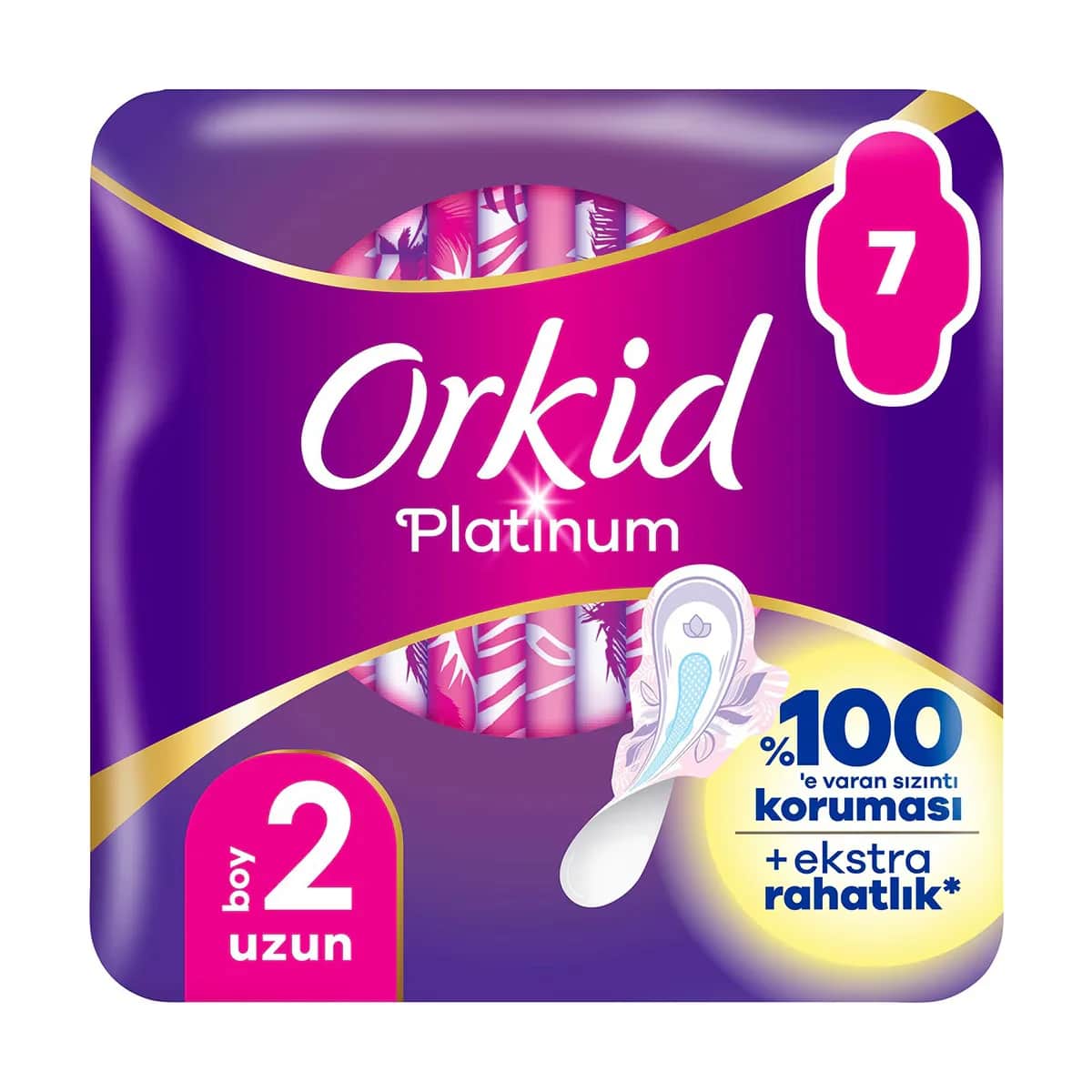 Orkid فوط أوركيد الصحية البلاتينية الطويلة عبوة من 7 قطع