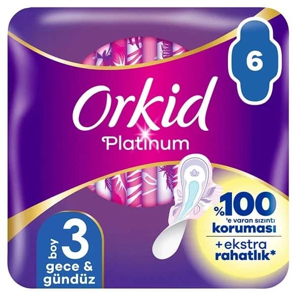 Orkid فوط أوركيد بلاتينيوم المجنحة الليلية (مقاس 3) 6 قطع