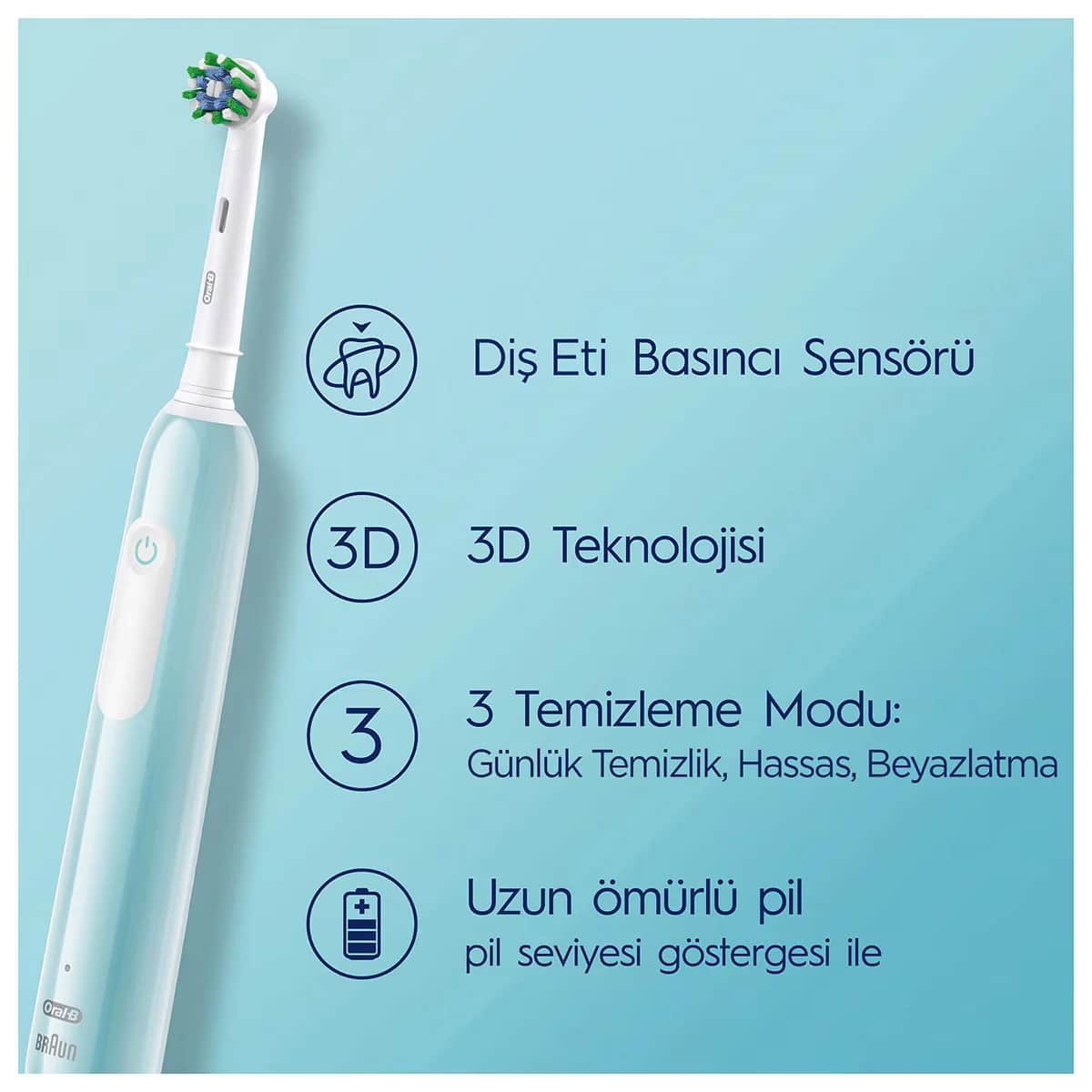 Oral-B فرشاة أسنان أورال-بي برو الكهربائية باللون الأزرق + حقيبة