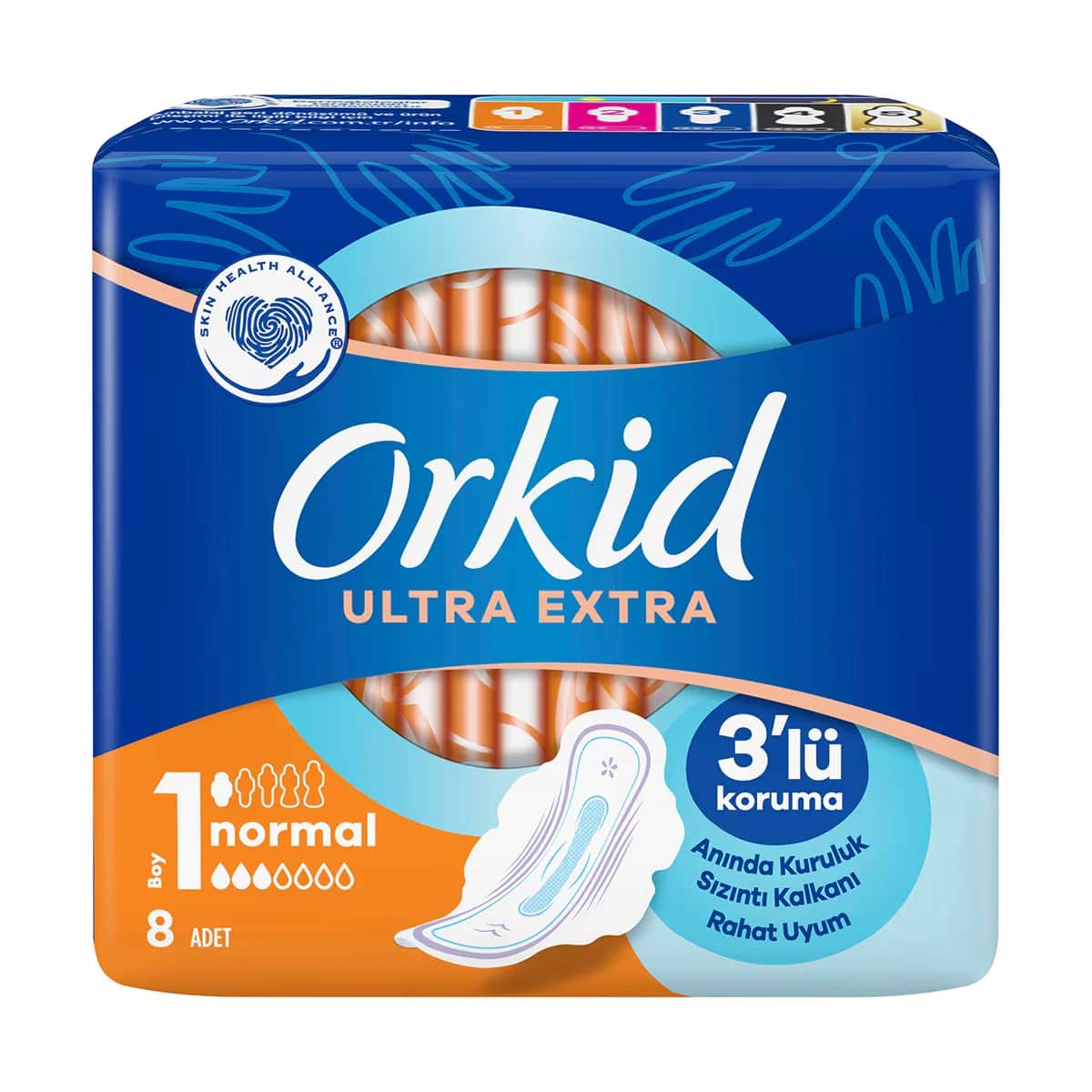 Orkid فوط أوركيد الصحية فائقة النعومة عبوة من 8 قطع