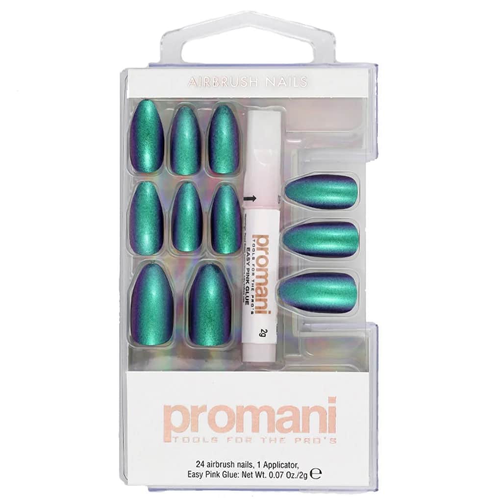 Promani طقم أظافر صناعية نيون بترول من بروماني