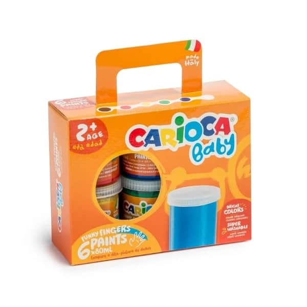 Carioca مجموعة ألوان أصابع الأطفال من كاريوكا 6 ألوان قابلة للغسل (2+)