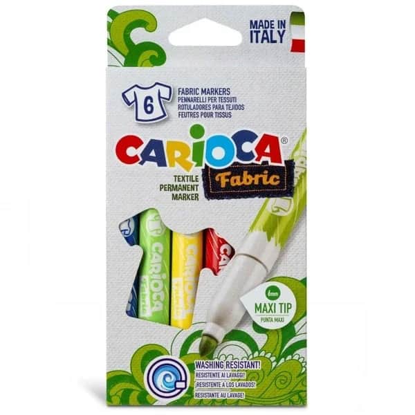 Carioca مجموعة أقلام تلوين قماشية من كاريوكا ماكسي، عبوة من 6 أقلام ألوان لا تُمحى