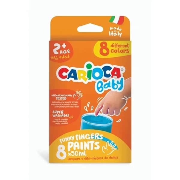 Carioca مجموعة ألوان كاريوكا بيبي للأصابع ٨ ألوان قابلة للغسل للأطفال