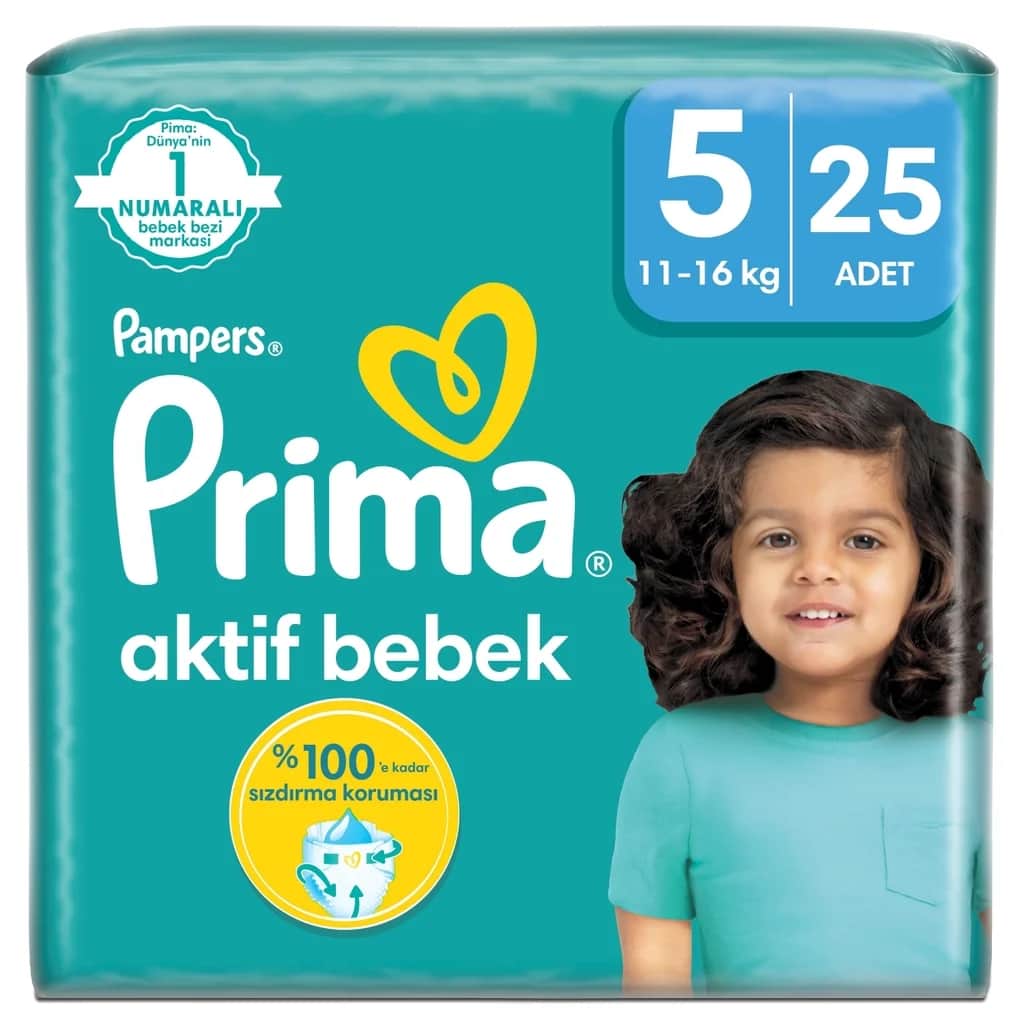 Prima حفاضات بامبرز أكتيف بريما مقاس 5، 25 قطعة