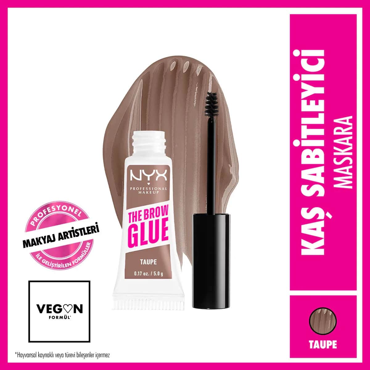 NYX ماسكارا تثبيت الحواجب من نيكس بروفيشنال ميك أب، لون بني رمادي، غراء الحواجب الفوري
