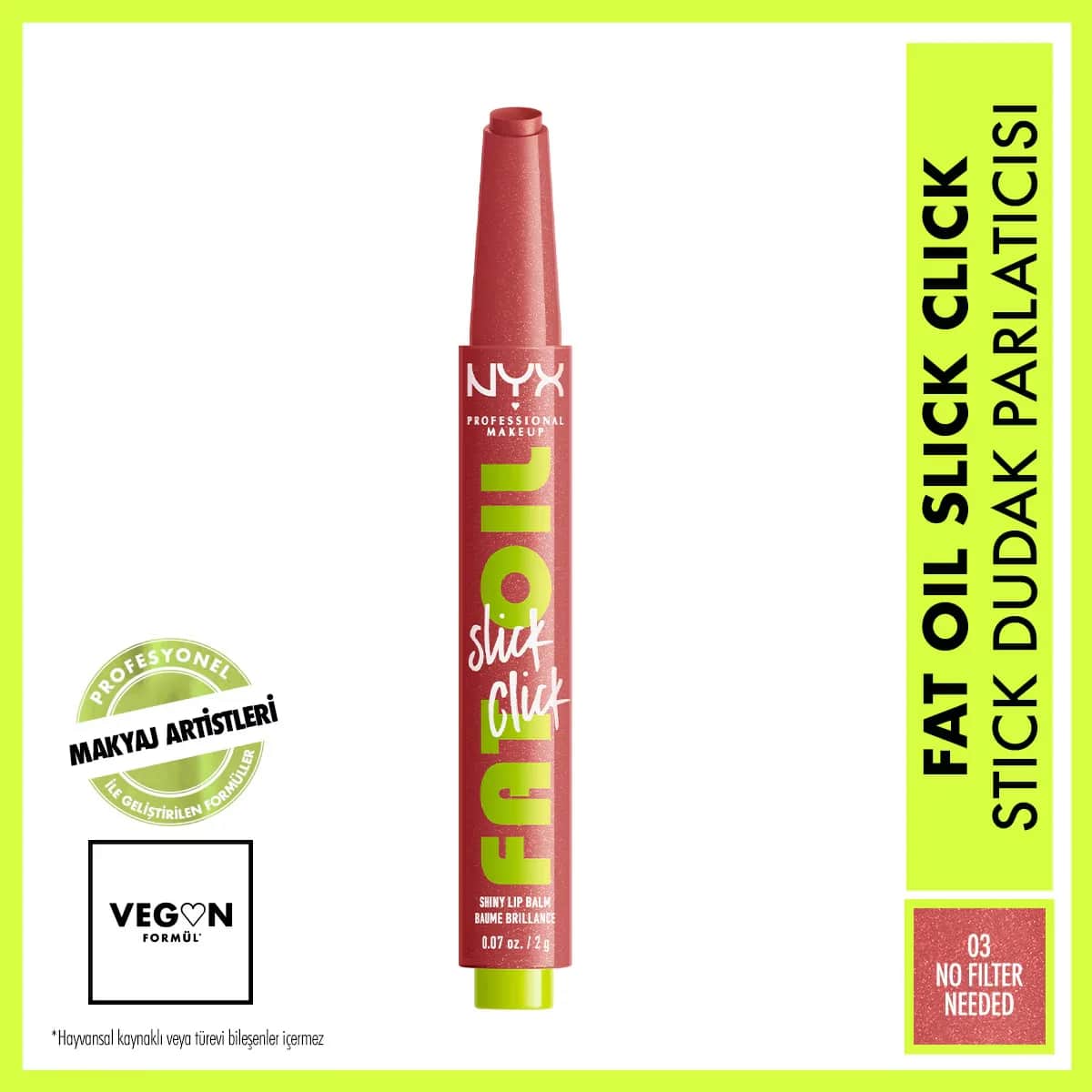 NYX مرطب الشفاه نيكس بروفيشنال ميك أب فات أويل سليك كليك شاين 03 بدون فلتر