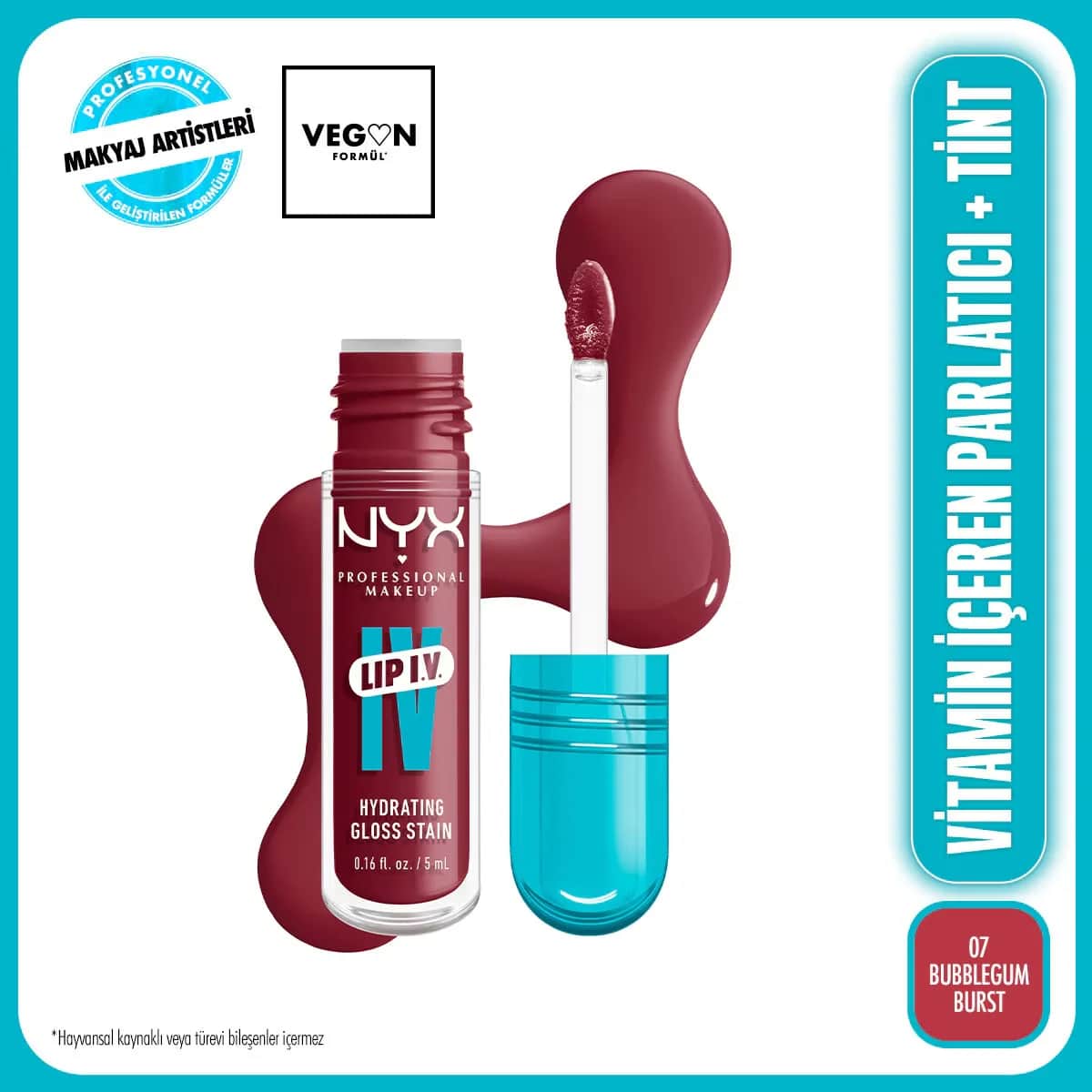 NYX ملمع شفاه ليب ايف من نييكس بروفيشنال ميك اب، لون العلكة، بروستد