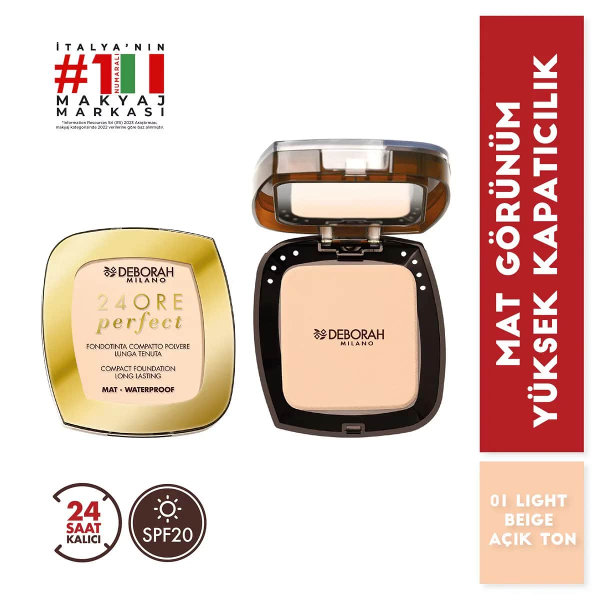 Deborah 24 ore Compact Long Lasting Foundation 01 g l.beige