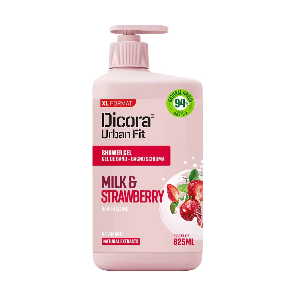 Dicora Urban Fit جل استحمام ديكورا أوربان فيت بفيتامين ب والفراولة والحليب 825 مل