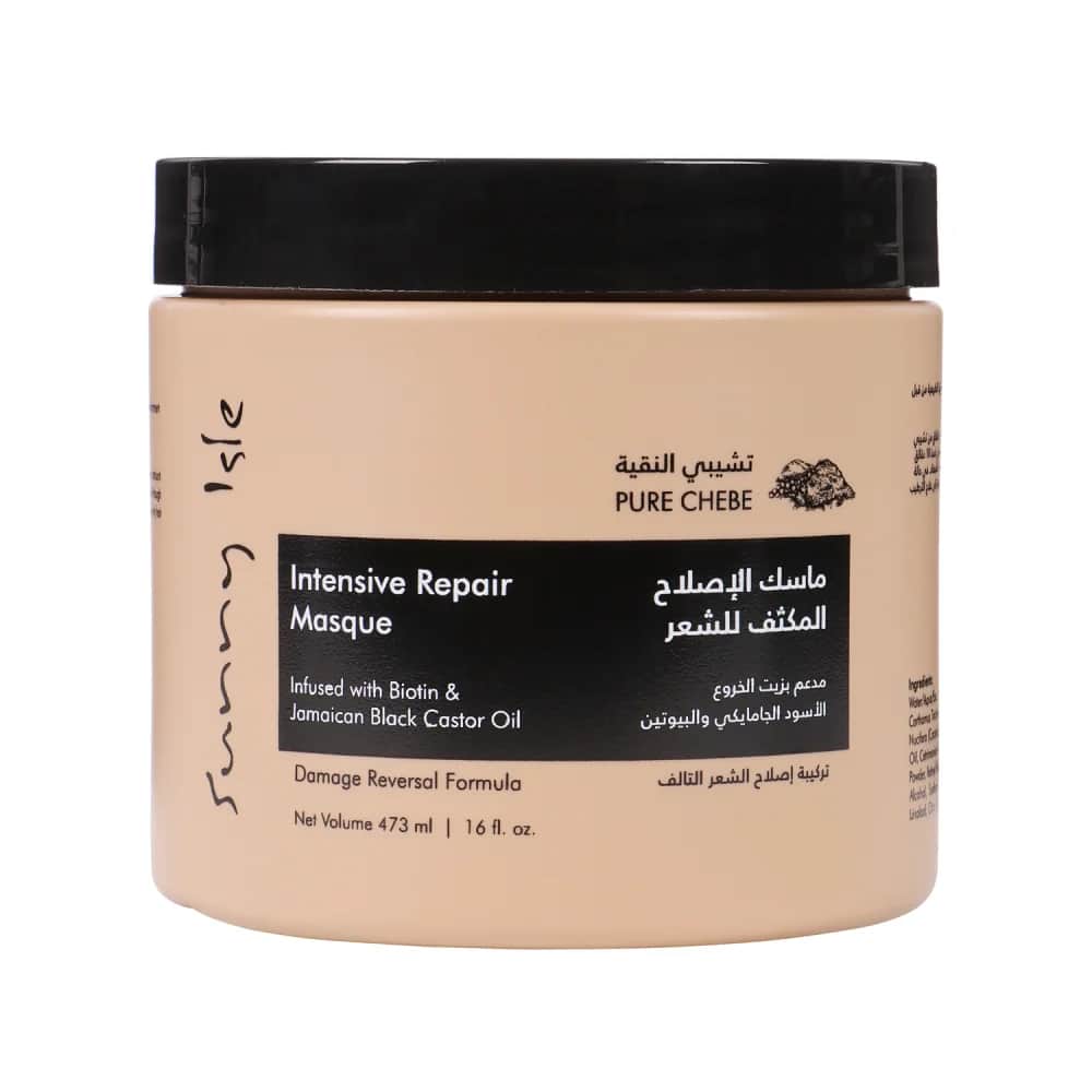 Sunny Isle ماسك اصلاح الشعر بودرة التشيبي مع زيت الخروع الجامايكي من صنّي آيل 473 مل