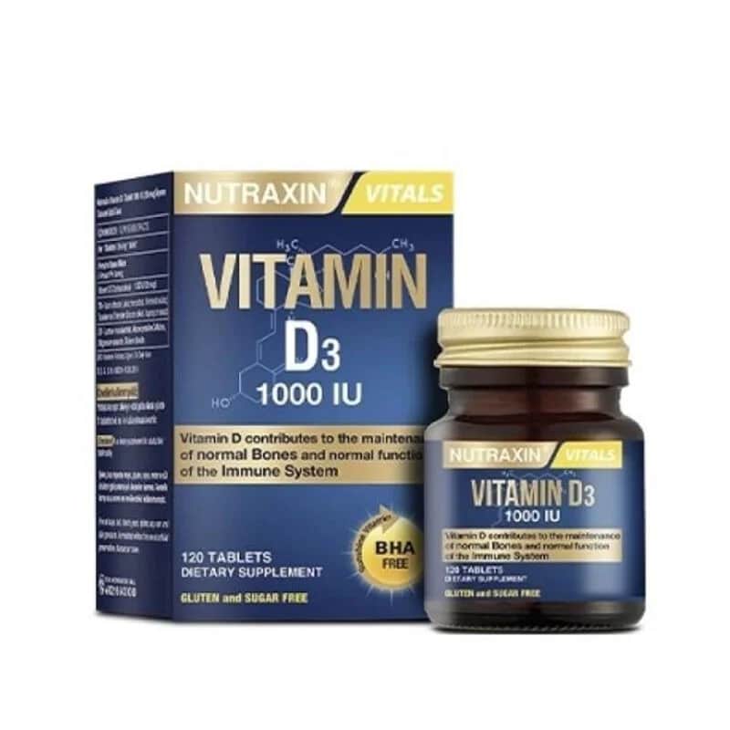 Nutraxin نوتراكسين فيتامين د3 كاليكالسيفيرول 1000 وحدة دولية 120 قرصًا