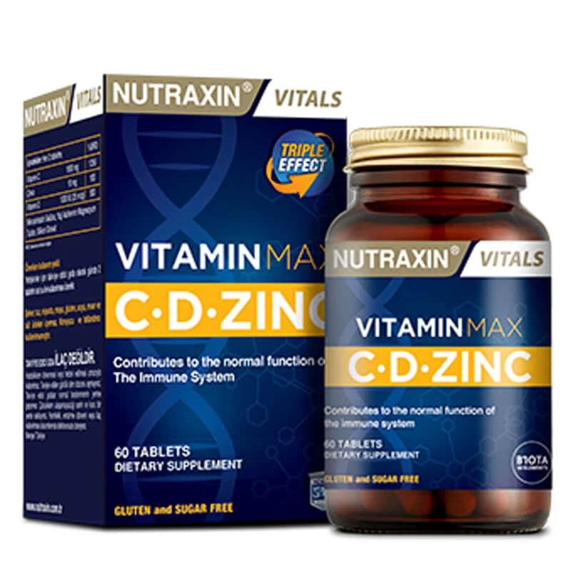 Nutraxin نيوتراكسين فيتامين ماكس سي دي زنك 60 قرصًا
