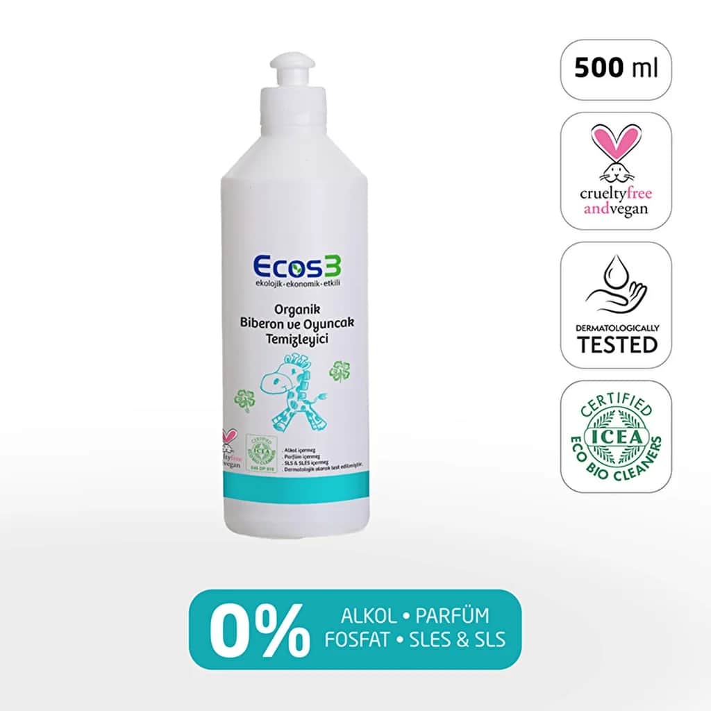 Ecos3 منظف الزجاجات والألعاب العضوي إيكوس3، 500 مل