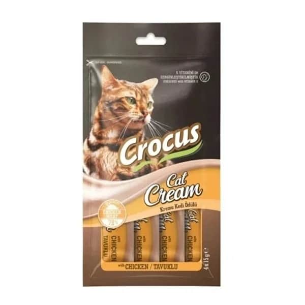 Crocus طعام القطط الكريمي بنكهة الدجاج من كروكس، 4 × 15 جرام