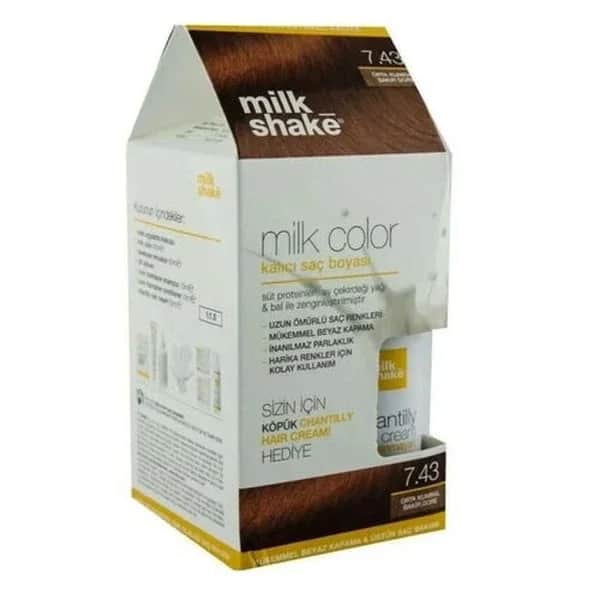 Milk Shake صبغة شعر دائمة بلون الحليب ميلك شيك 7.43 هدية رغوية
