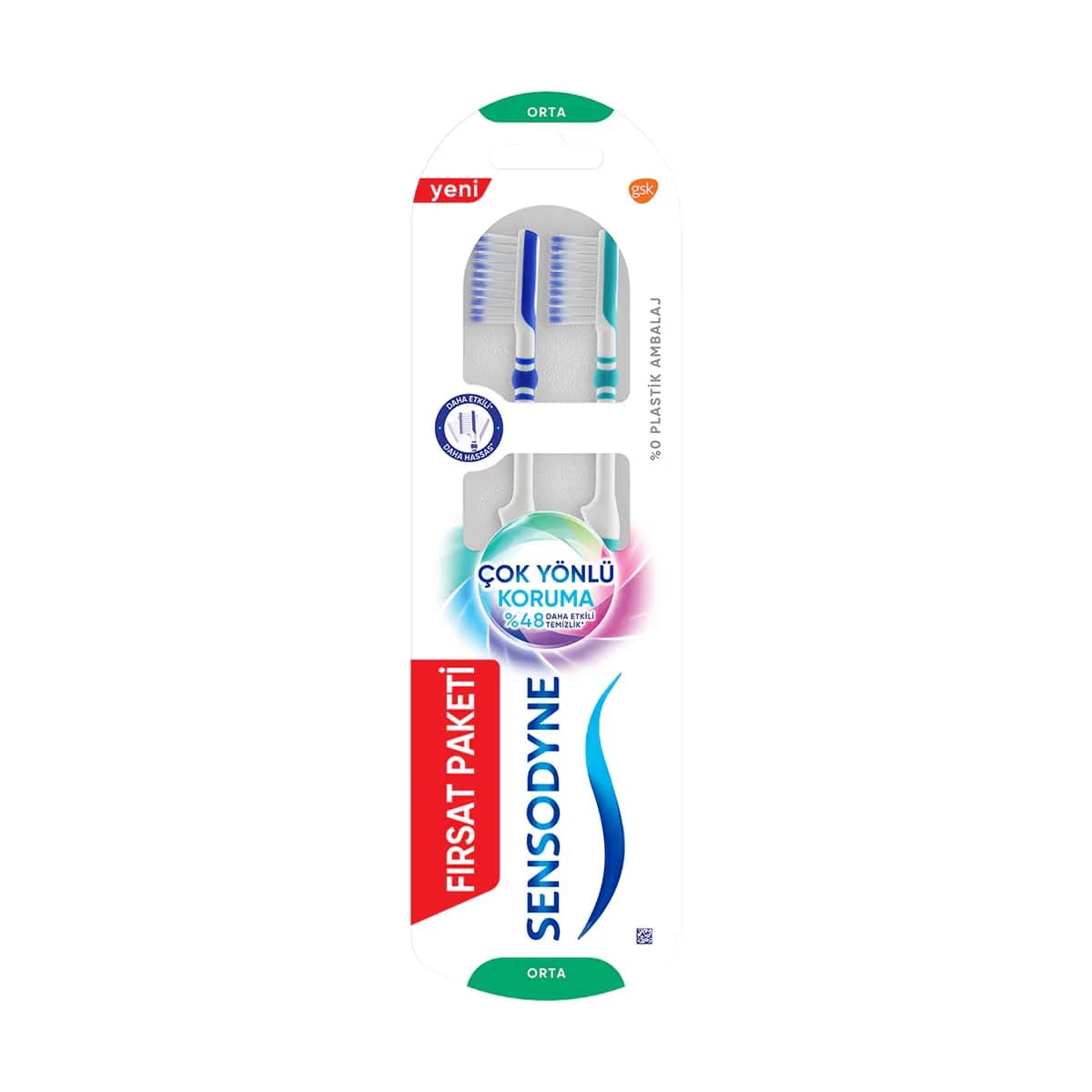 Sensodyne فرشاة أسنان سنسوداين متعددة الاستخدامات للحماية 1+1 متوسطة