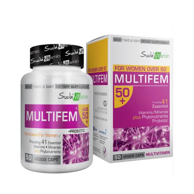 Suda Vitamin كبسولات سودا فيتامين مولتي فيم للنساء فوق سن الخمسين، ٥٠ كبسولة عشبية