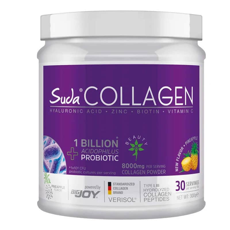 Suda Collagen سودا كولاجين + بروبيوتيك غذاء مكمل بنكهة الأناناس 300 غرام