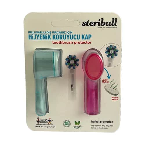 Steriball حامل فرشاة أسنان ستيريبول شفاف ووردي