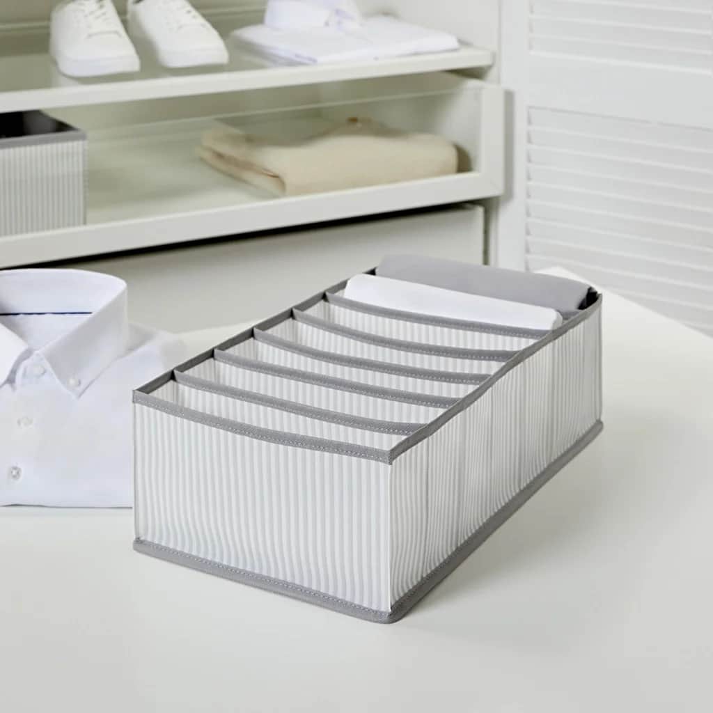 Ocean Home منظم أدراج مخطط رمادي من أوشن هوم، 7 حجرات، 22 × 41.5 × 12 سم