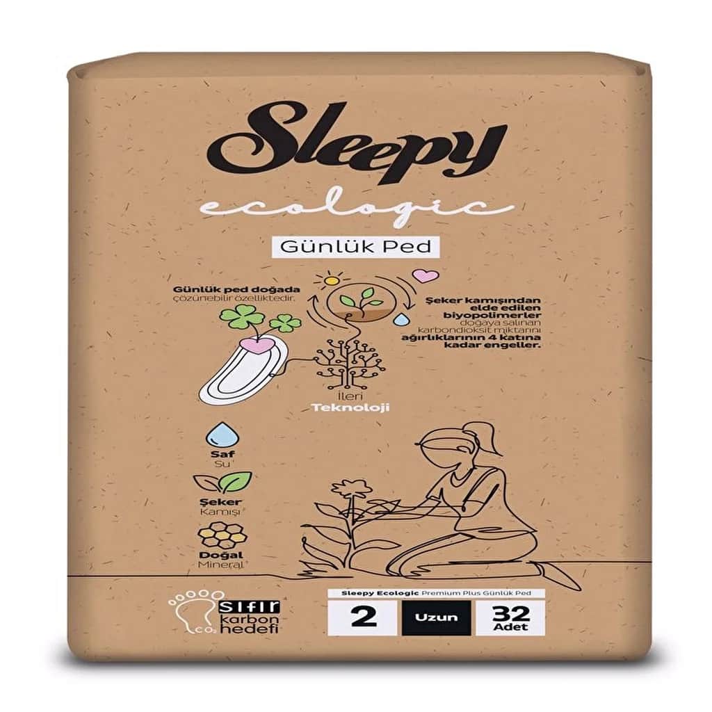 Sleepy فوط صحية طويلة جدًا من سليبي إيكولوجيكال دايلي (مقاس 2) 32 قطعة