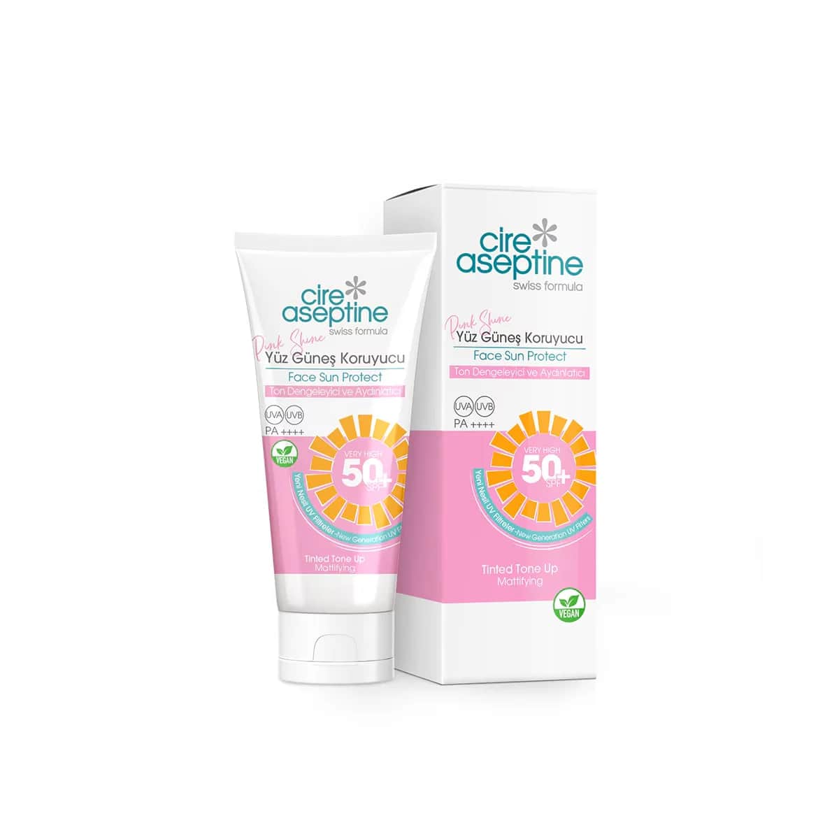 Cire Aseptine كريم الوقاية من الشمس للوجه من سيري أسيبتين، موازنة لون البشرة وتفتيحها، لمعان وردي، 50 مل