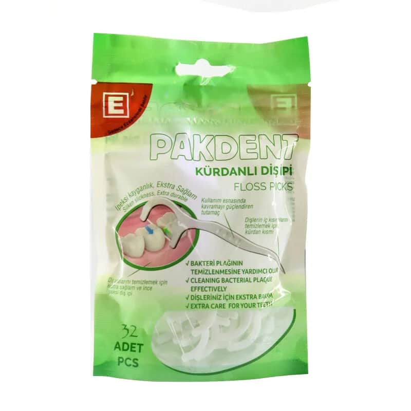 Pakdent باكدنت مسواك خيط تنظيف الأسنان 32 قطعة