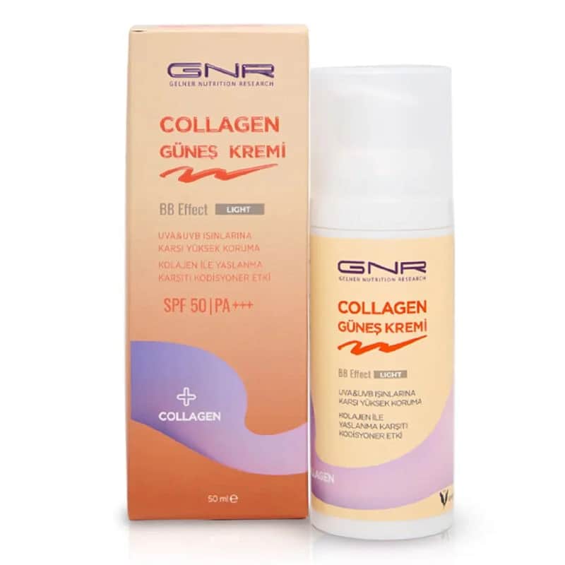 Gnr Collagen كريم الحماية من الشمس بالكولاجين من جي إن آر بعامل حماية 50، تأثير بي بي فاتح، 50 مل