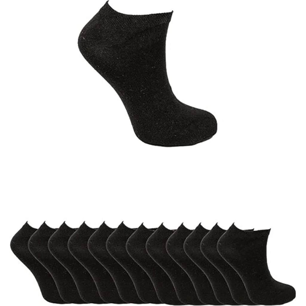 Ozzy Socks جوارب أوزي سوكس للرجال، عبوة من 12 جوارب كاحل بدون درزات، لون أسود، مقاس 40/44