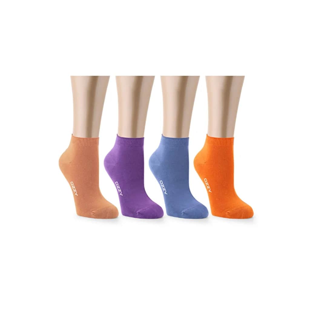 Ozzy Socks جوارب أوزي سوكس النسائية، عبوة من 4 جوارب كاحل بدون درزات من الخيزران، ملونة، مقاس 1 36/40