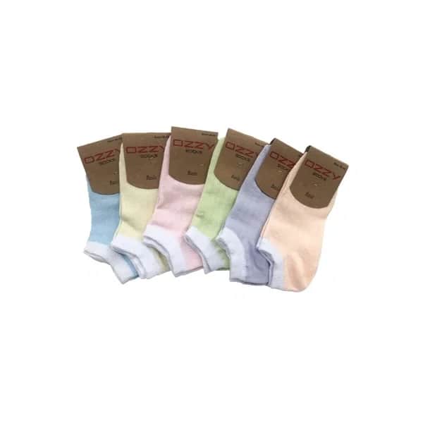 Ozzy Socks جوارب أوزي سوكس النسائية القطنية للكاحل، عبوة من 6 قطع، مقاس 36/40