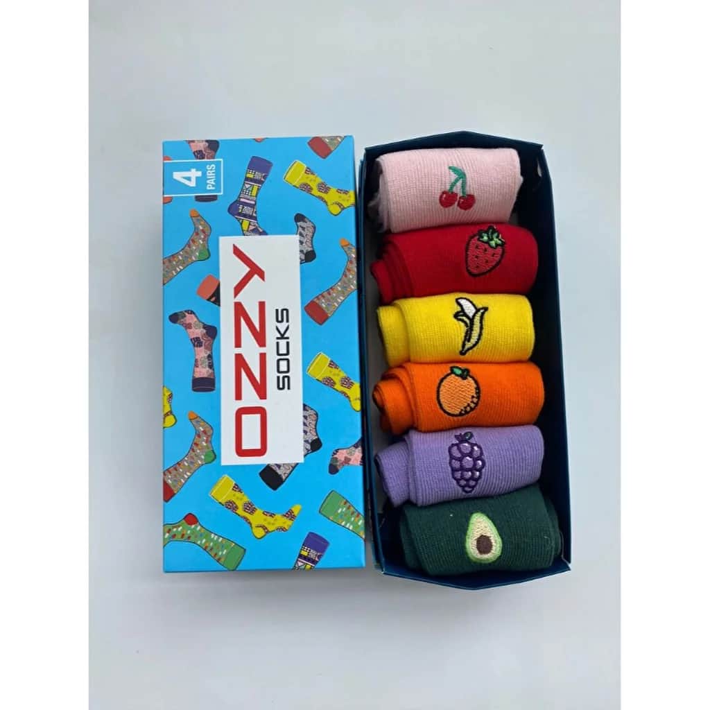 Ozzy Socks جوارب أوزي النسائية، عبوة من 6 جوارب مطرزة بالفواكه، مقاس 36/40