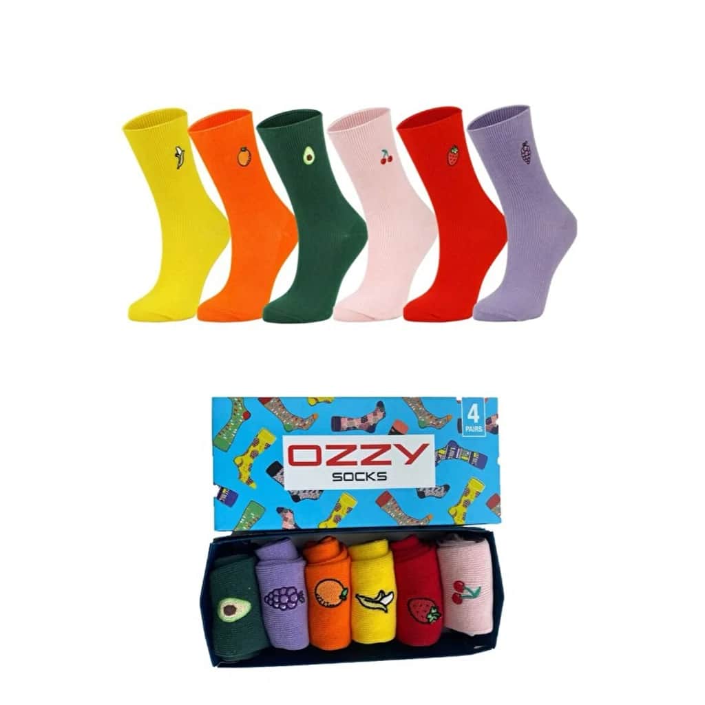 Ozzy Socks جوارب أوزي النسائية، عبوة من 6 جوارب مطرزة بالفواكه، مقاس 36/40