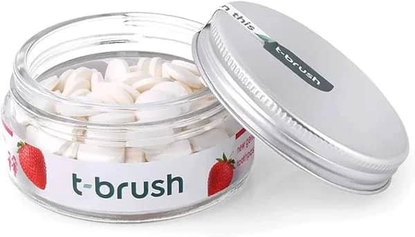 T-Brush معجون أسنان تي براش بنكهة الفراولة للأطفال خالي من الفلورايد، 90 قرصًا