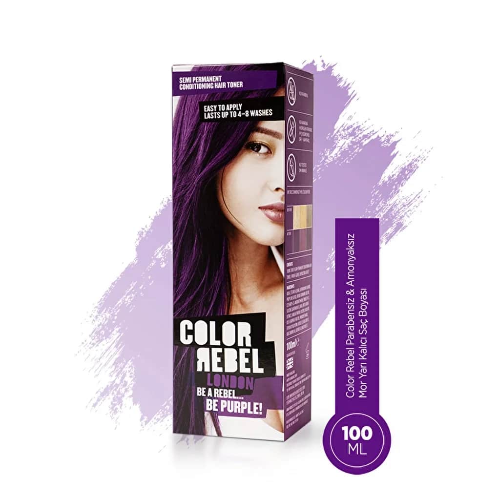 Color Rebel صبغة شعر شبه دائمة خالية من البارابين والأمونيا من كولور ريبيل لندن، بنفسجي، 100 مل