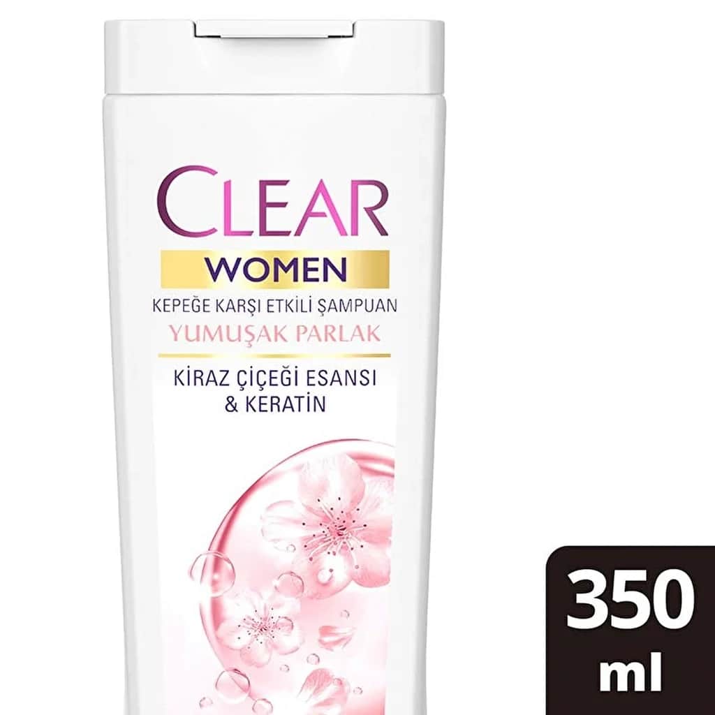 Clear شامبو كلير وومن المضاد للقشرة بخلاصة زهرة الكرز الناعمة واللامعة والكيراتين 350 مل