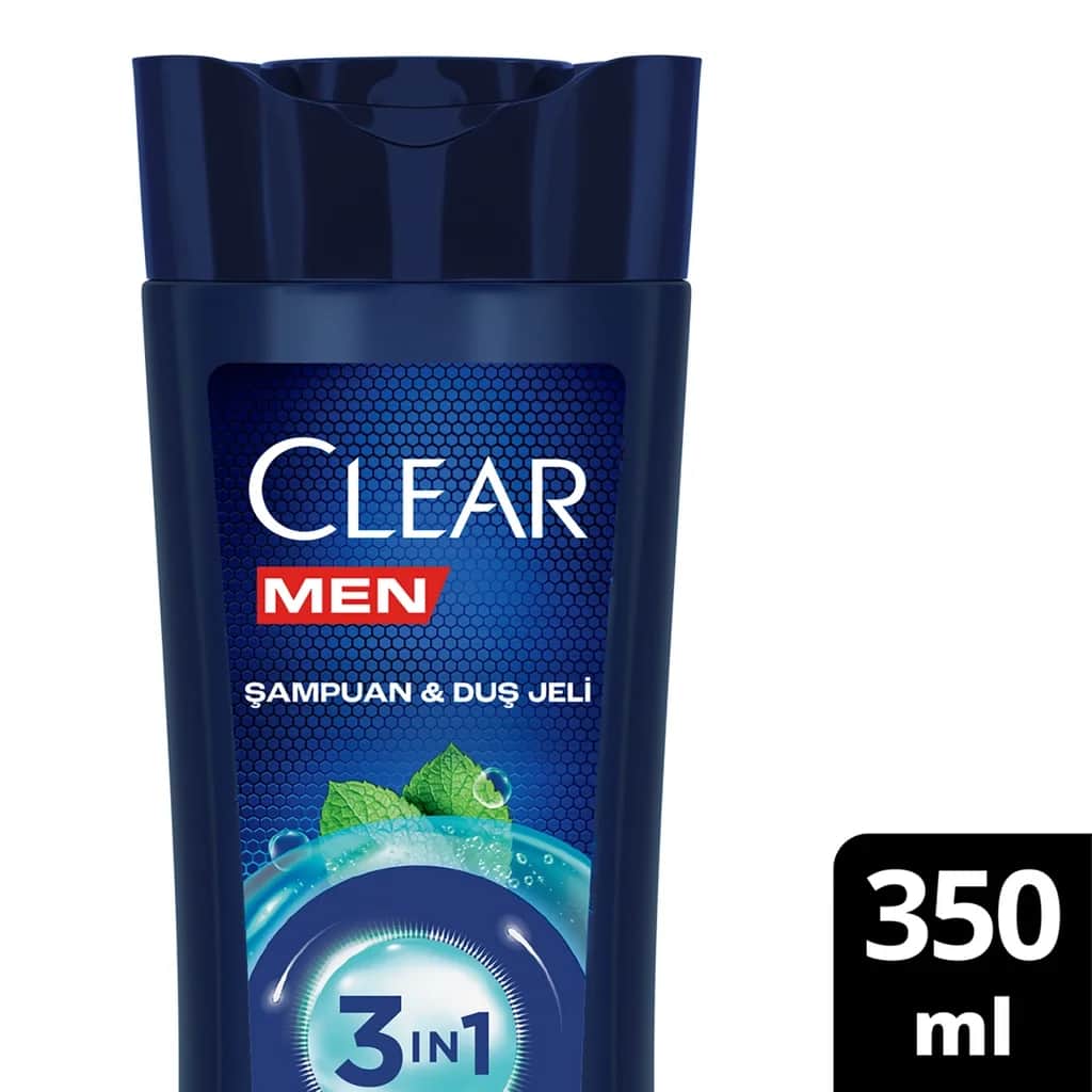 Clear شامبو وجل استحمام 3 في 1 من كلير مين برائحة المنثول المنعشة 350 مل