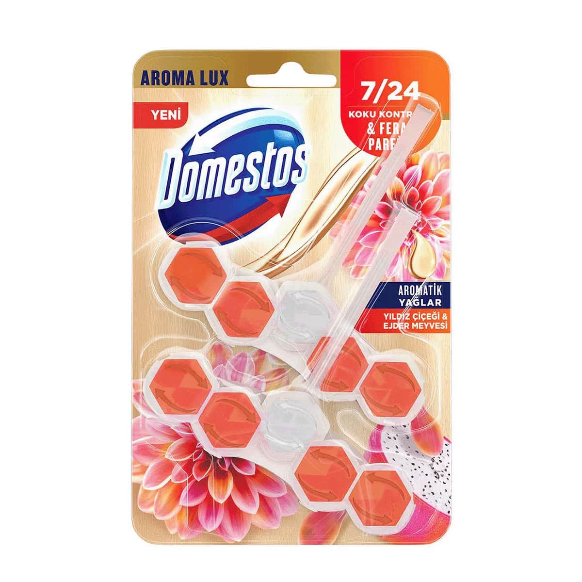 Domestos دومستوس منظف المرحاض أروما لوكس برائحة زهرة النجمة وفاكهة التنين 2 × 50 جرام
