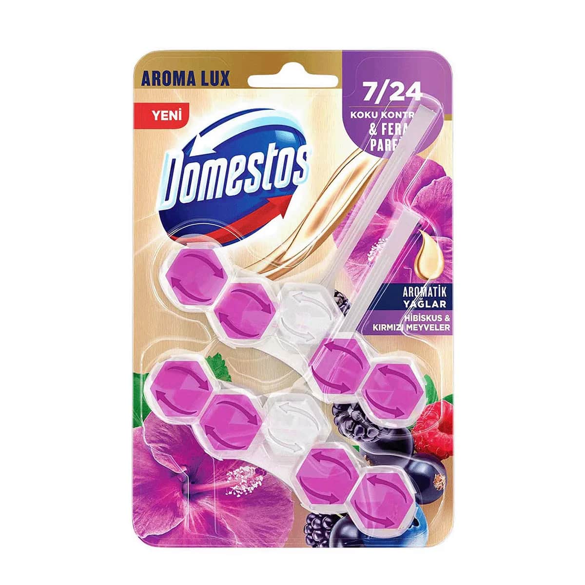 Domestos دومستوس منظف المرحاض أروما لوكس برائحة الكركديه والفواكه الحمراء 100 غرام