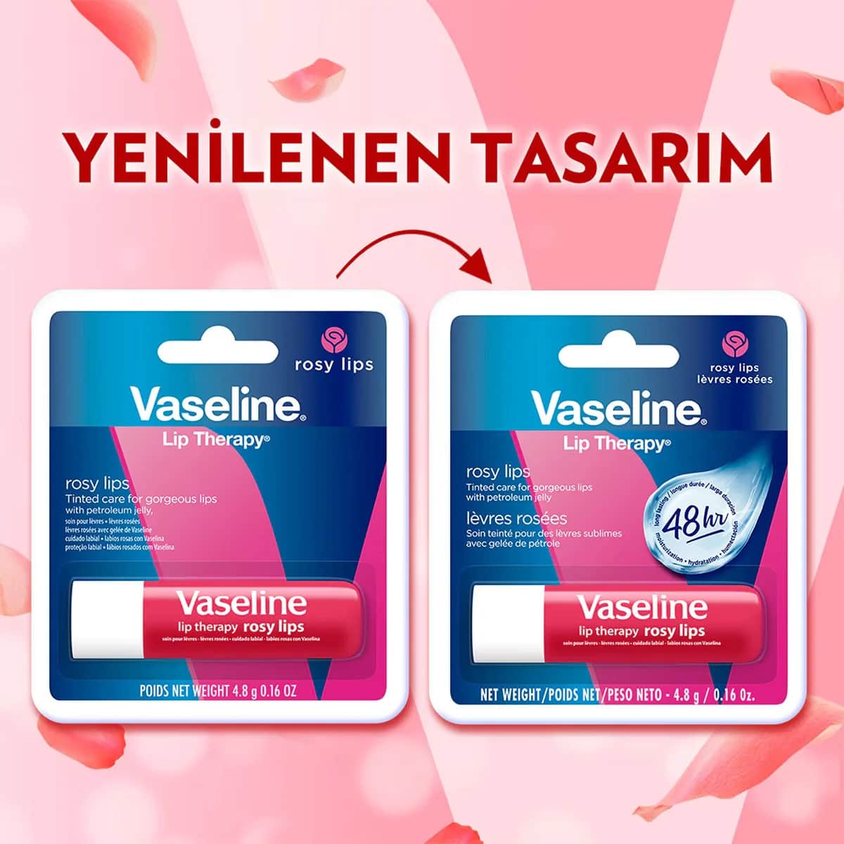 Vaseline كريم فازلين للعناية بالشفاه شفاه وردية 4.8 جرام