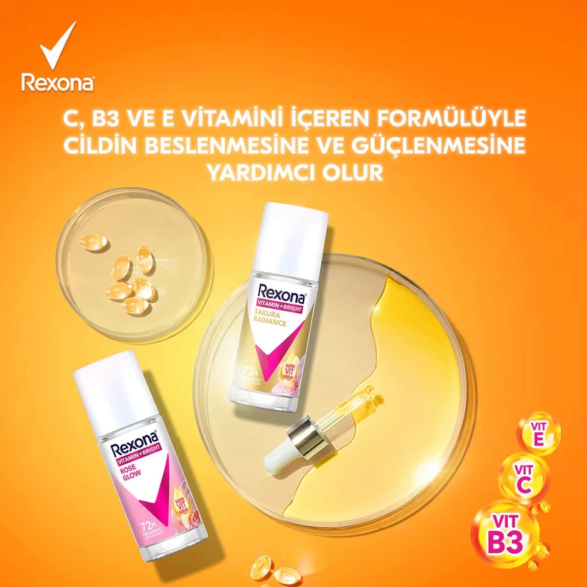 Rexona مزيل عرق ريكسونا فيتامين + برايت للنساء رول أون ساكورا راديانس 45 مل