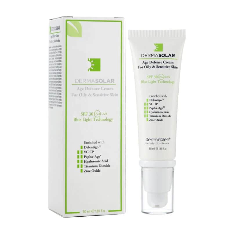 Dermasolar كريم ديرماسولار إيج ديفينس للبشرة الدهنية والحساسة بعامل حماية من الشمس 30، 50 مل