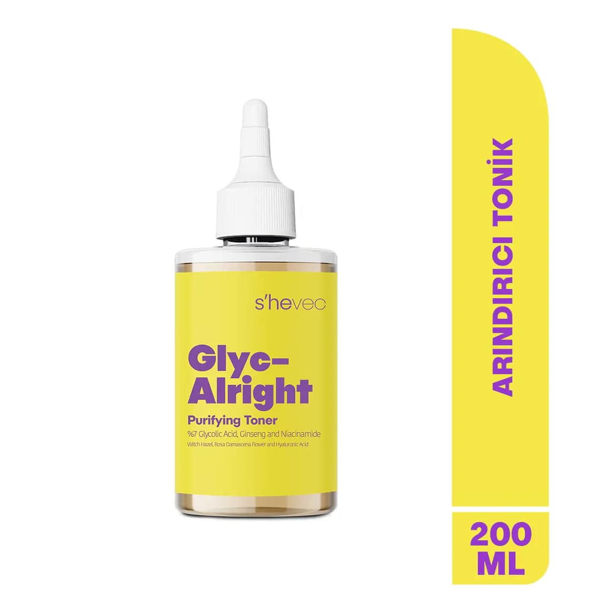 She Vec Glyc-alright -7 glycolic Acid + Ginseng + Niacinamide 200 ml