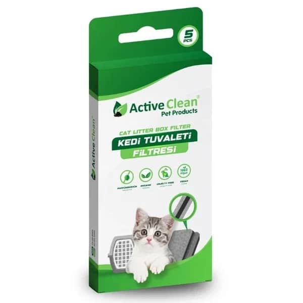 فلتر مرحاض قطط 5 قطع من أكتيف كلين Active Clean